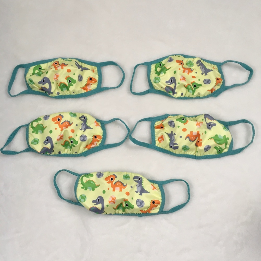 Kids Reusable Face Mask 5 Pack Washable Dinosaurs
